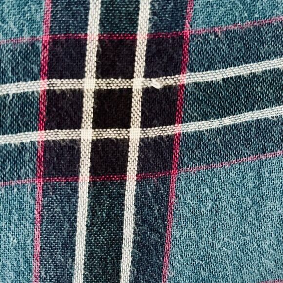 Lane Bryant 18/20 plaid double cloth button front shirt blouse roll tab long sle - Picture 7 of 11